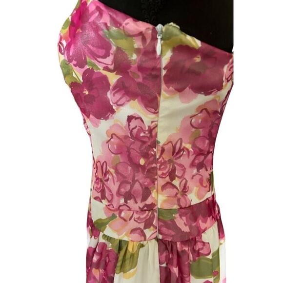 Tessuto Strapless Pink Floral Dress - Size 8 - Picture 3 of 6